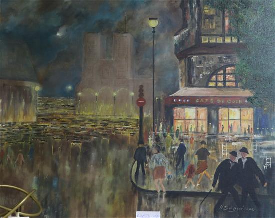 Continental School Paris street scene 50 x 61cm